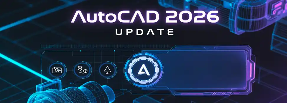 Futuristisch Anmutendes Bild mit CAD Elementen und AutoCAD Schriftzug