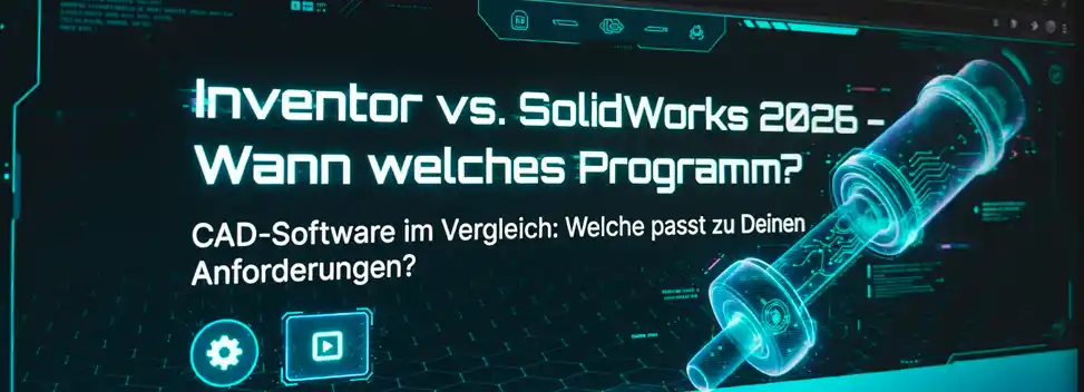 Inventor vs. SolidWorks 2026 – Vergleich im futuristischen Design