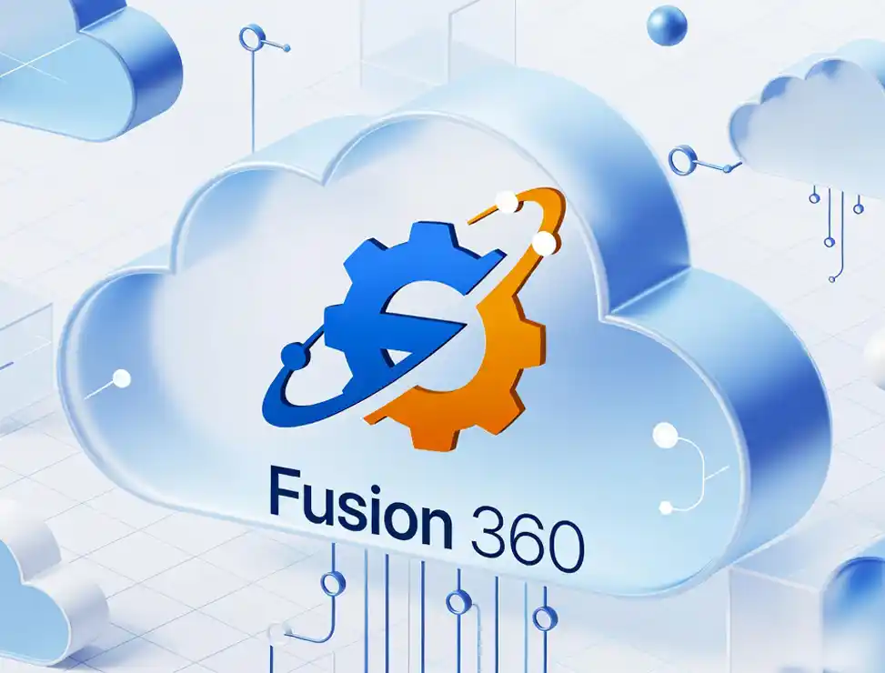 Fusion360 Logo in der Cloud futuristisch