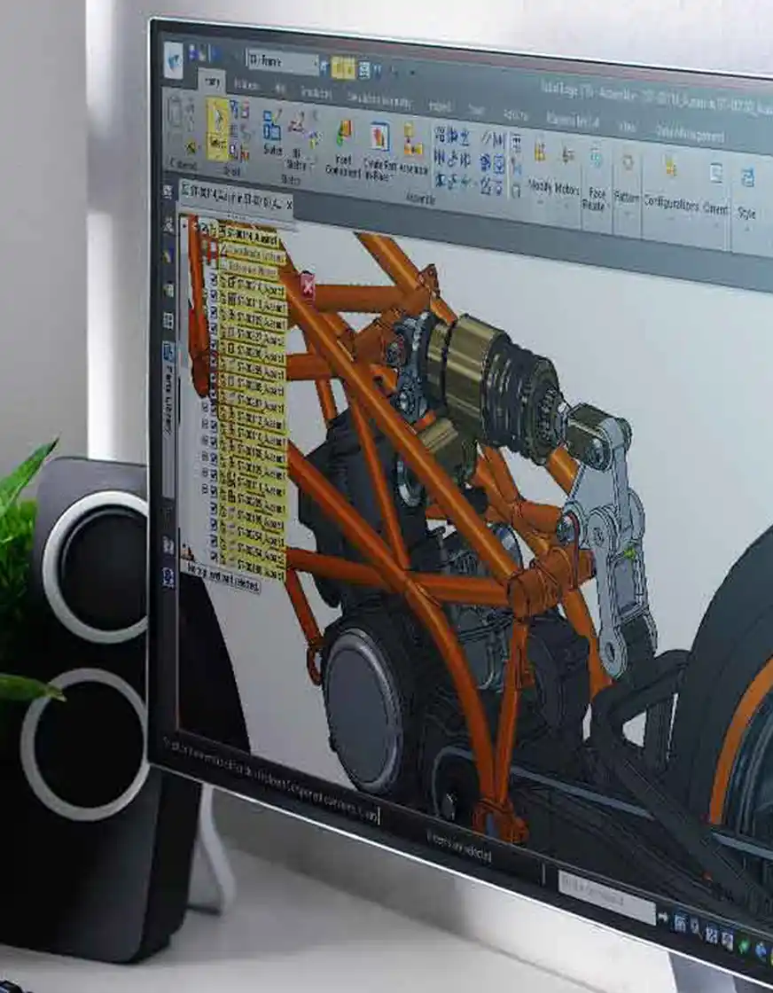 Büro mit Computer auf dem Solid-Edge läuft